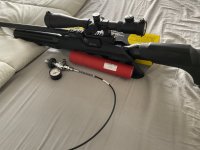 Z.g.a.n. aangeboden Hatsan Hercules 9 mm inclusief Donny geluidsdemper, vulslangen AGS richtkijker