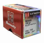 Hornady 108gr ELD match 6mm koppen