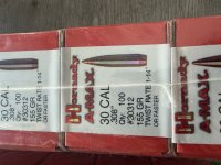 30Cal  (.308) 500st Hornady A-Max 155gr en 1000st Hornady Match 155gr koppen.