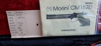 Te koop MORINI 162 EI competitiepistool in 4,5mm/.177