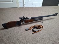 Steyr match in zeer goede staat met riem en koffer