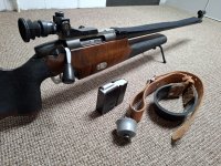 Steyr match in zeer goede staat met riem en koffer