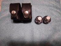 HKS 586 Speedloaders 2x en houder (leder)
