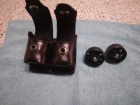 HKS 586 Speedloaders 2x en houder (leder)